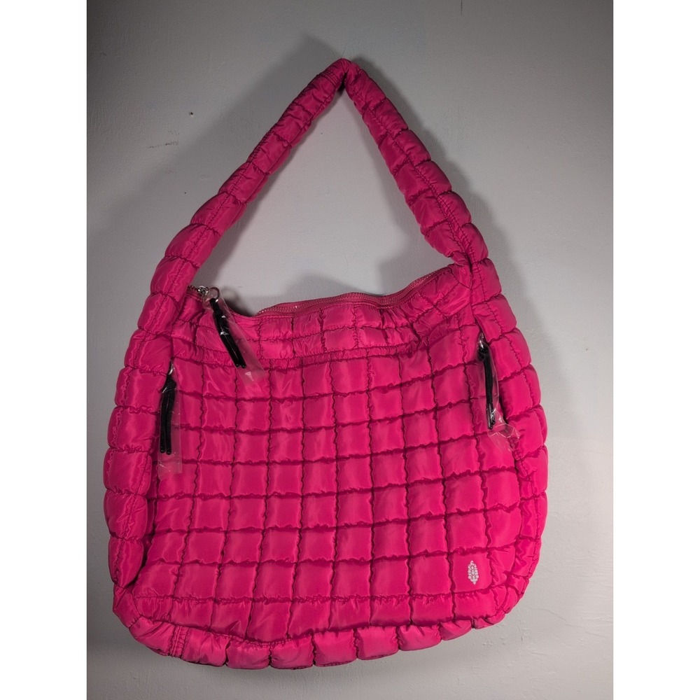 Free People Movement Quilted XL Carry-all Zip Closure Pink Shoulder Bag - NEW